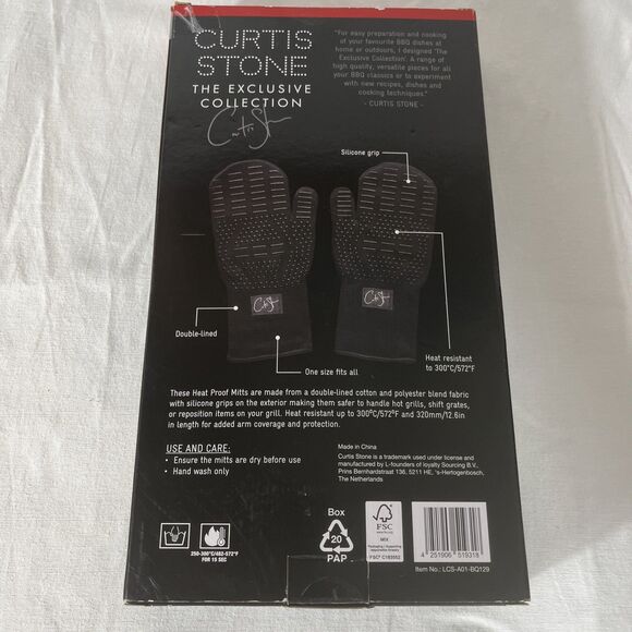 Curtis Stone BBQ Heat-Proof Mitts 1 Pair, NIB Exclusive Collection Silicone Grip - Picture 5 of 6